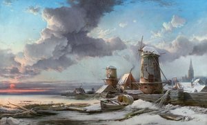 凍るような日の出、ライデン 作： Henry Bright